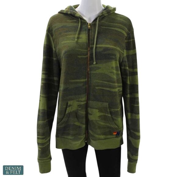 Aviator Nation Bolt Zip Hoodie Camo Lightning Graphic Full Zip Sweatshirt Med - Picture 4 of 16